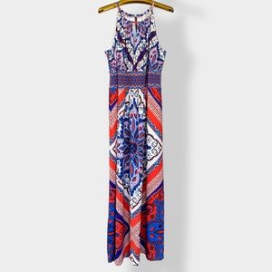 Chico's Sleeveless Halter Maxi Dress - Floral Medallion Design